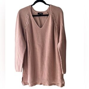 a.n.a. Sweater Women's Small Pink Knit Long Sleeve V Neck Casual 100% Cotton EUC